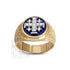 14K Gold With Diamond & Enamel Jerusalem Cross Men’s Ring